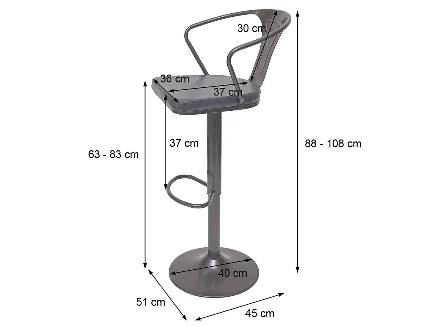 Taburete de bar MCW-H10b (juego de 2), vintage negro-crema