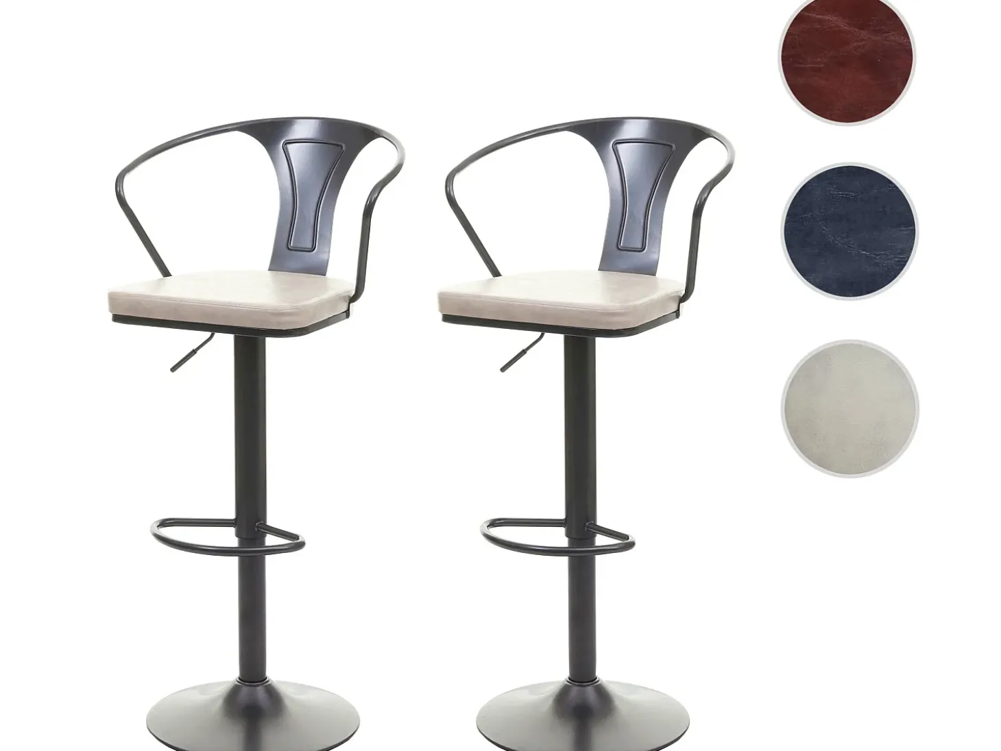 Taburete de bar MCW-H10b (juego de 2), vintage negro-crema