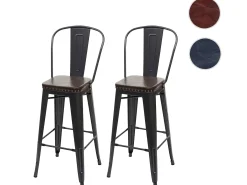 Taburete de bar MCW-H10c (juego de 2), negro-marrón
