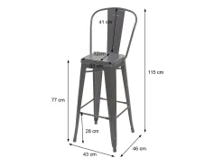 Taburete de bar MCW-H10c (juego de 2), negro-marrón