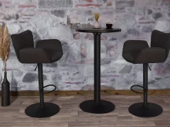 Taburete de bar MCW-M67 (juego de 2), gris claro pie negro