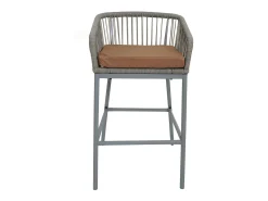 Taburete de bar MCW-O22 (juego de 2), gris claro, cojín topo