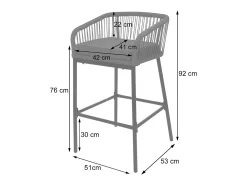 Taburete de bar MCW-O22 (juego de 2), gris claro, cojín topo