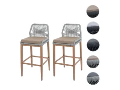 Taburete de bar MCW-O21 (set de 2), gris claro, cojín topo