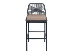 Taburete de bar MCW-O21 (set de 2), antracita, cojín topo