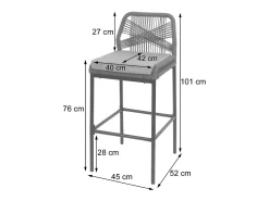 Taburete de bar MCW-O21 (set de 2), antracita, cojín topo
