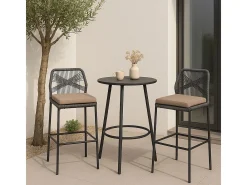 Taburete de bar MCW-O21 (set de 2), antracita, cojín topo