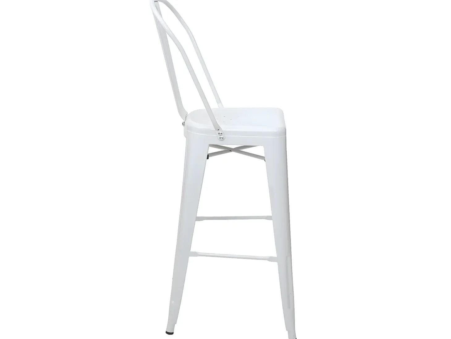 Taburete de bar metálico MCW-A73, blanco