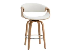 Taburete de bar moderno blanco y madera clara 68 cm ARAMIS