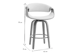 Taburete de bar moderno blanco y madera clara 68 cm ARAMIS