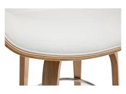 Taburete de bar moderno blanco y madera clara 68 cm ARAMIS