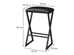Taburete de bar set de 2 negro 40x34x64 vault