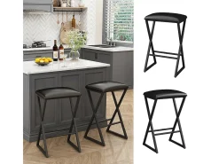 Taburete de bar set de 2 negro 40x34x64 vault