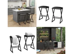 Taburete de bar set de 2 negro 40x34x64 vault