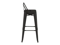 Taburete de bar Tempe Flat con respaldo, metal negro.