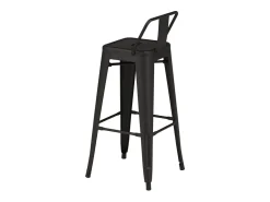 Taburete de bar Tempe Flat con respaldo, metal negro.