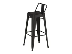 Taburete de bar Tempe Flat con respaldo, metal negro.