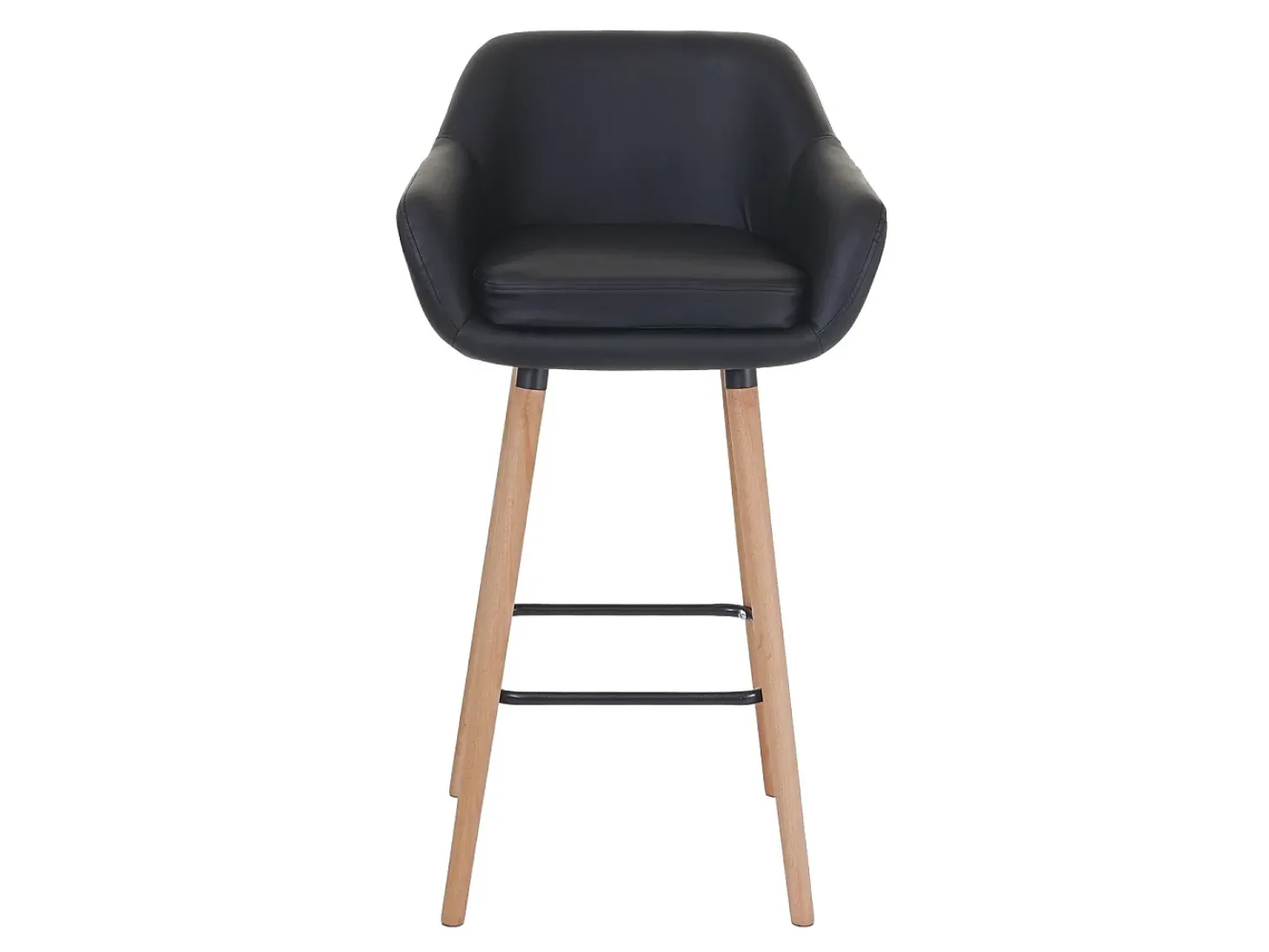 Taburete de bar Vaasa T381 (set de 2), polipiel, negro