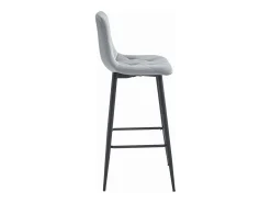 Taburete de bar Valora KODA de terciopelo gris plateado con patas de acero negro x1