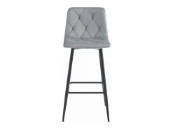 Taburete de bar Valora KODA de terciopelo gris plateado con patas de acero negro x1