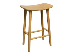 Taburete de bar vintage de madera de caucho, set de 2 natural