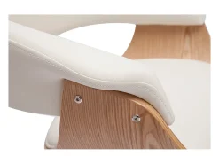 Taburete de cocina de diseño giratorio blanco y madera clara 67 cm OKTAV