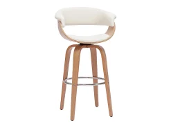 Taburete de cocina de diseño giratorio blanco y madera clara 67 cm OKTAV
