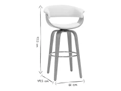 Taburete de cocina de diseño giratorio blanco y madera clara 67 cm OKTAV