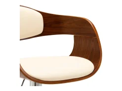 Taburete de cocina de madera curvada y cuero sintético crema