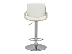 Taburete de cocina regulable blanco y madera clara VESPER