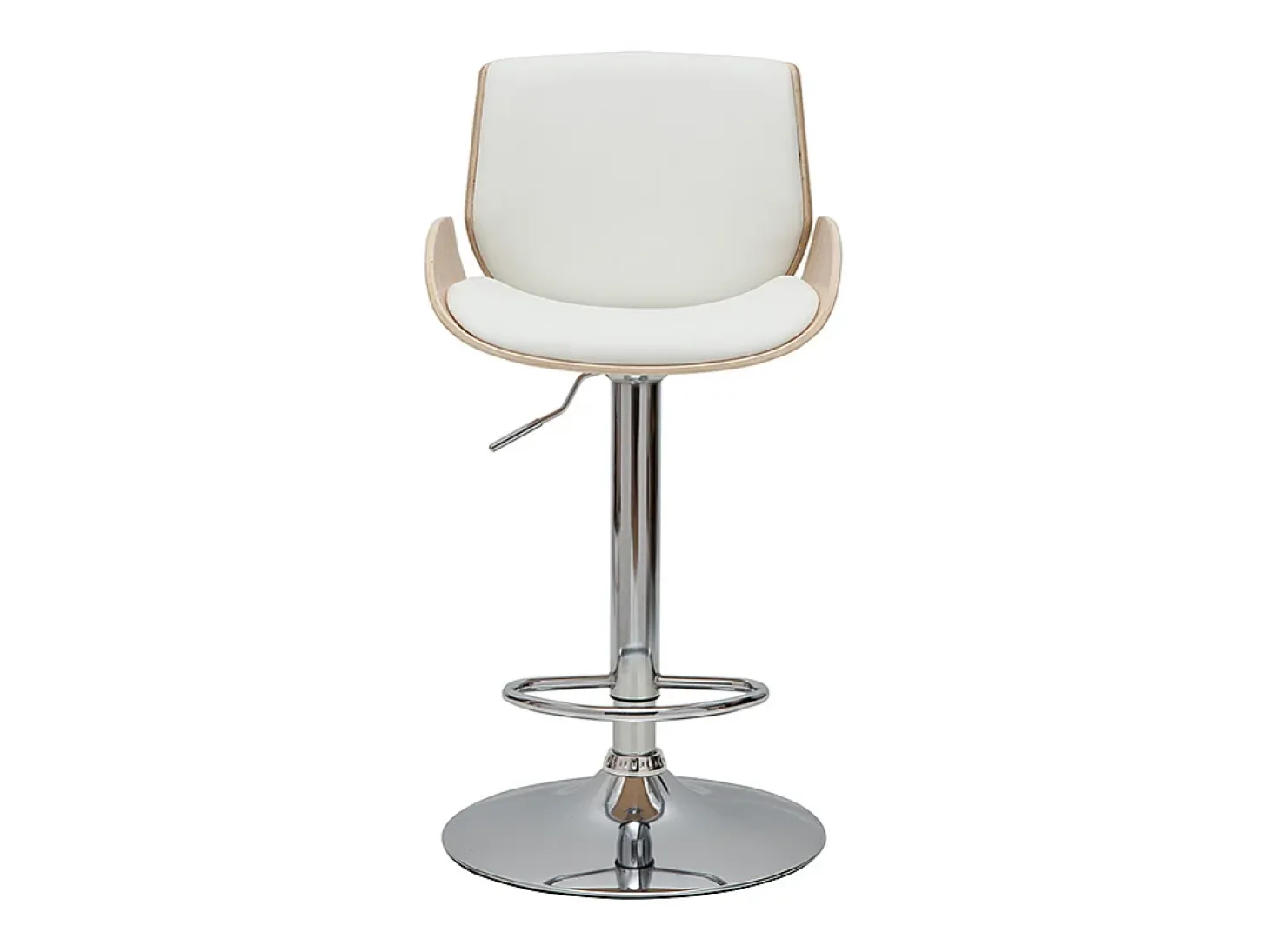 Taburete de cocina regulable blanco y madera clara VESPER