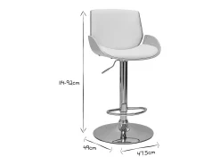 Taburete de cocina regulable blanco y madera clara VESPER