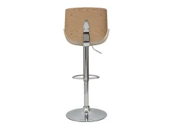 Taburete de cocina regulable blanco y madera clara VESPER