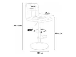 Taburete de cocina y bar alto giratorio ajustable con respaldo Atlanta - Negro