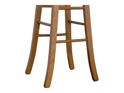 Taburete de madera con asiento redondo h 80 cm pata de sable nogal claro