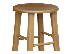 Taburete de madera con asiento redondo h 80 cm patas rectas nogal claro