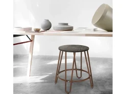 Taburete de madera de metal de diseño industrial para bares, restaurantes, cocinas Carbon One - Marrón