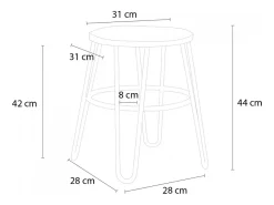 Taburete de madera de metal de diseño industrial para bares, restaurantes, cocinas Carbon One - Marrón