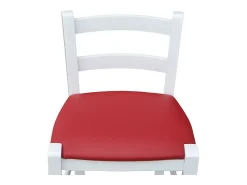Taburete de madera lacada en blanco con asiento rojo h 80 cm