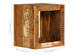 Taburete de madera maciza reciclada 40x30x40 cm