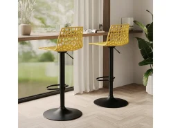 Taburete diseño cocina bar base negro mate regulable Grand Soleil Spider Matt - Amarillo