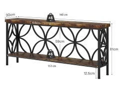 Taburete estrecho de 160 cm - Mesa de salón industrial larguera detrás del sofá