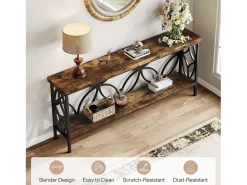 Taburete estrecho de 160 cm - Mesa de salón industrial larguera detrás del sofá