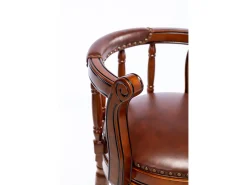 Taburete giratorio de bar - Asiento de cuero marrón - Madera - Color nogal