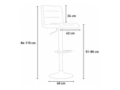 Taburete giratorio moderno de cuero sintético para barra de cocina Pomona - Negro