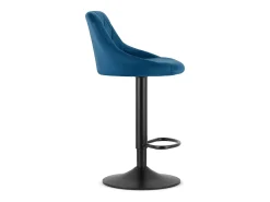 Taburete giratorio Valora DAKA, terciopelo azul marino, base negra