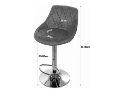Taburete giratorio Valora DAKA, terciopelo negro, base cromada