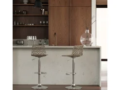 Taburete Grand Soleil SPIDER para cafetería bar cocina alto fijo giratorio reposapiés regulable - Beige Juta