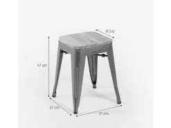 taburete industrial metal bar cocina madera steel rocket wood - Gris Oscuro