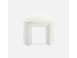 Taburete puff de rizo texturizado blanco